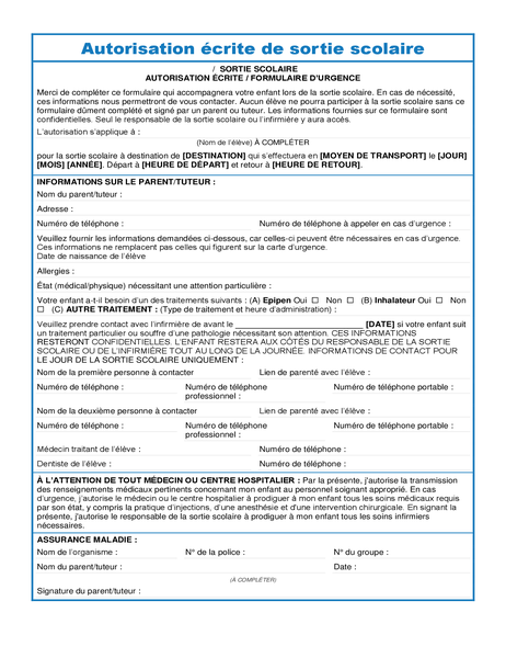 Certificat De Sorties