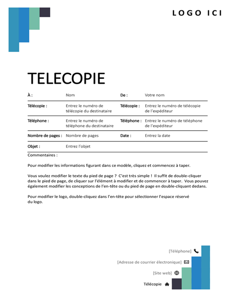 Page de garde de télécopie Pas bleus Page de garde de télécopie Pas bleus