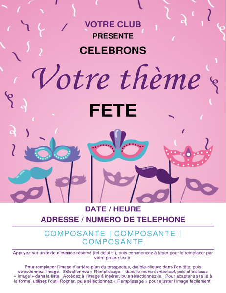 Prospectus d’événement avec masques de carnaval Prospectus d’événement avec masques de carnaval