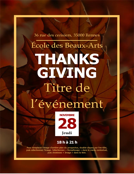 Prospectus de Thanksgiving Feuilles d’automne Prospectus de Thanksgiving Feuilles d’automne
