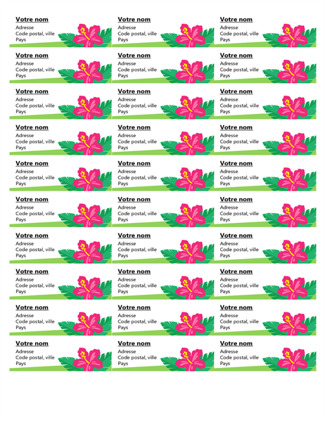 Étiquettes tropicales (30 par page) Étiquettes tropicales (30 par page)