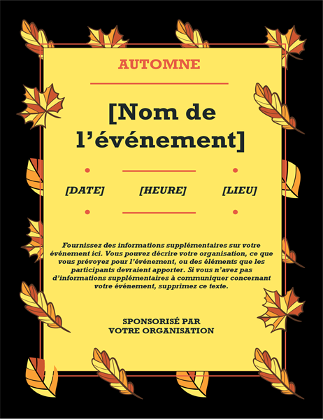 Prospectus d’événement Feuilles d’automne Prospectus d’événement Feuilles d’automne