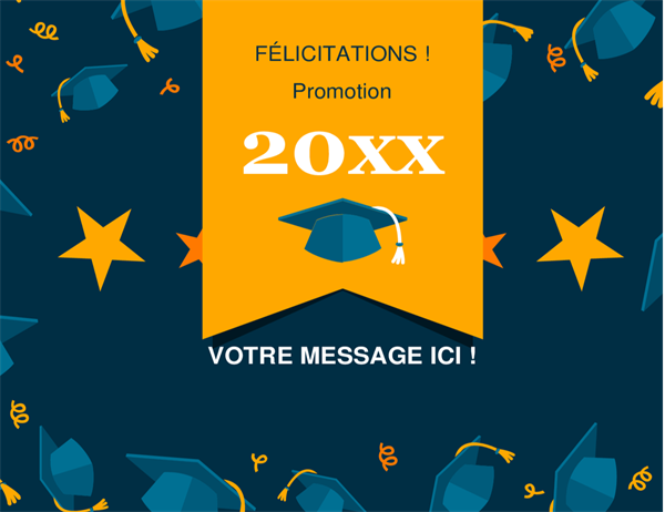 Carte pour la remise de diplôme comportant des chapeaux volants Carte pour la remise de diplôme comportant des chapeaux volants