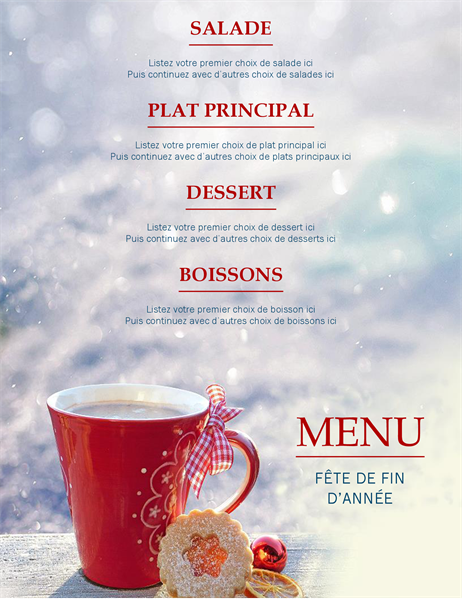 Menu fête vacances d’hiver Menu fête vacances d’hiver