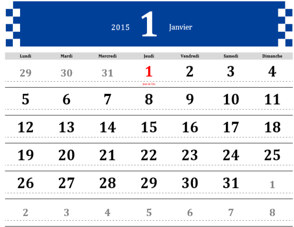 Calendrier annuel 2015 simple avec les jours feriés (Lun-Dim) Calendrier annuel 2015 simple avec les jours feriés (Lun-Dim)