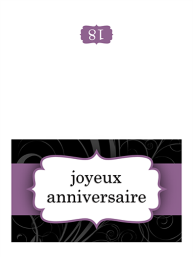 Carte d’anniversaire (ruban violet, deux volets) Carte d’anniversaire (ruban violet, deux volets)