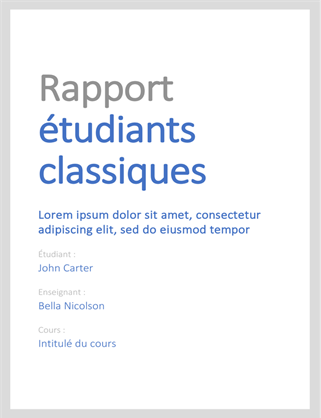 Rapport étudiants classiques Rapport étudiants classiques