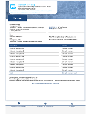 Facture de service avec Microsoft Invoicing Facture de service avec Microsoft Invoicing