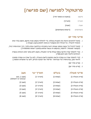 פרוטוקול פגישה (פשוט) פרוטוקול פגישה (פשוט)