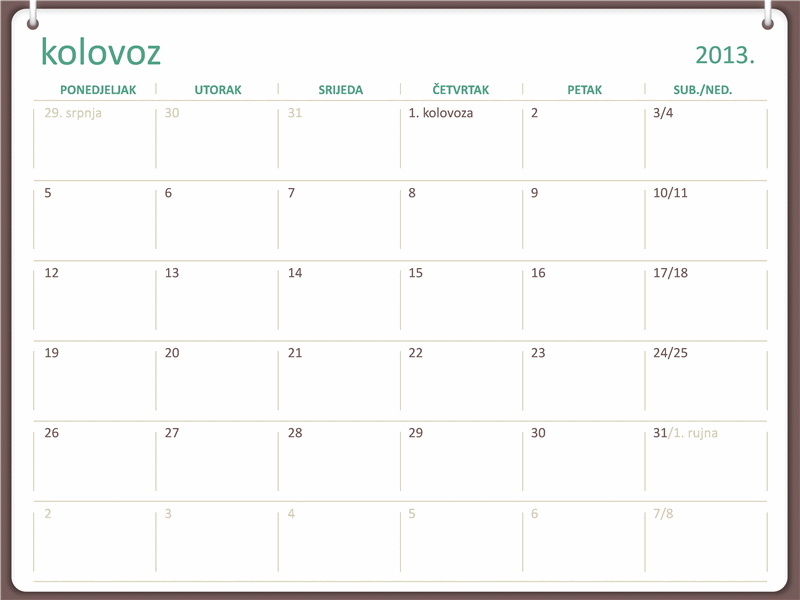 Kalendar za akademsku godinu 2013./2014. (kolovoz) Kalendar za akademsku godinu 2013./2014. (kolovoz)