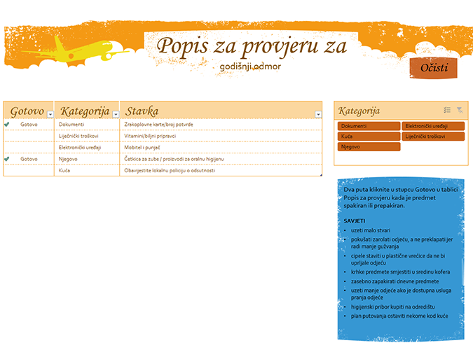 Popis za provjeru za godišnji odmor Popis za provjeru za godišnji odmor