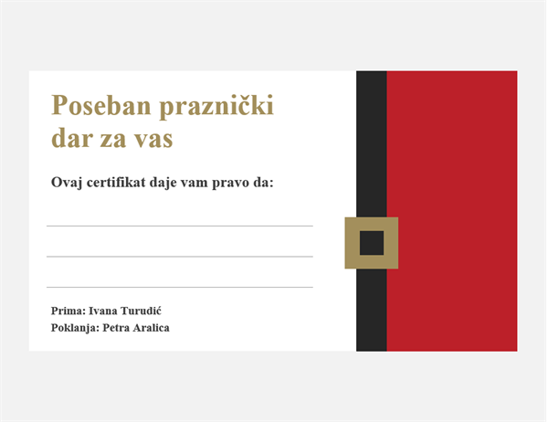Blagdanski poklon bonovi (dizajn Božićni duh, 3 po stranici) Blagdanski poklon bonovi (dizajn Božićni duh, 3 po stranici)