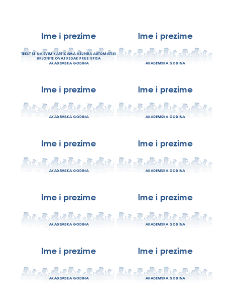 Kartice s imenima i prezimenima diplomanata (10 po stranici) Kartice s imenima i prezimenima diplomanata (10 po stranici)