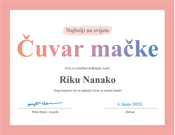 Certifikat svjetske klase Certifikat svjetske klase
