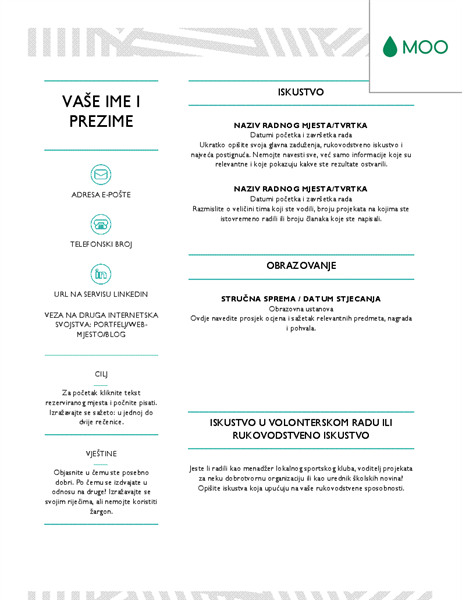 Kreativni životopis, dizajn MOO Kreativni životopis, dizajn MOO