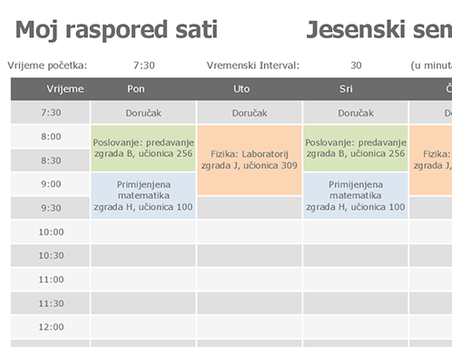 Raspored sati Raspored sati