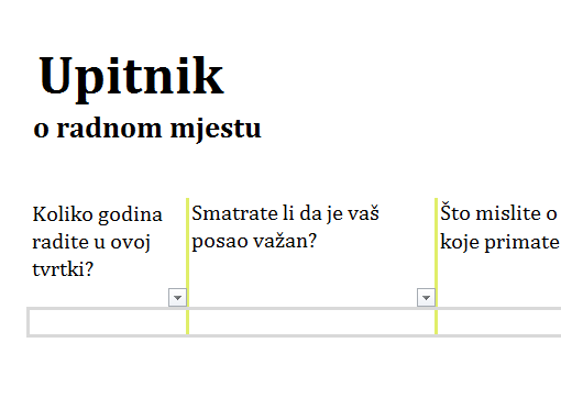 Upitnik o radnom mjestu Upitnik o radnom mjestu