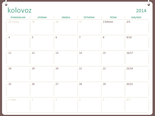 Akademski kalendar 2014. do 2015. (kolovoz do srpanj) Akademski kalendar 2014. do 2015. (kolovoz do srpanj)