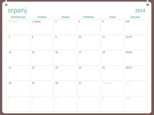 Akademski kalendar 2014. do 2015. (srpanj do lipanj) Akademski kalendar 2014. do 2015. (srpanj do lipanj)
