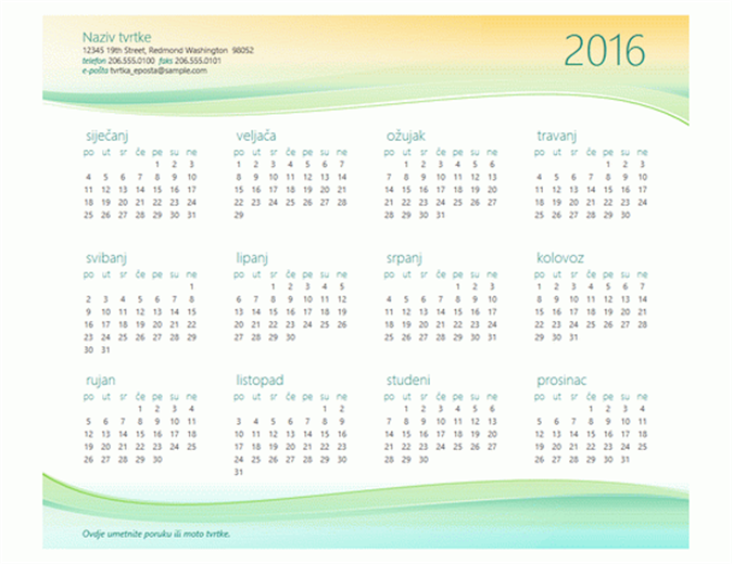 Mali poslovni kalendar (bilo koja godina) Mali poslovni kalendar (bilo koja godina)
