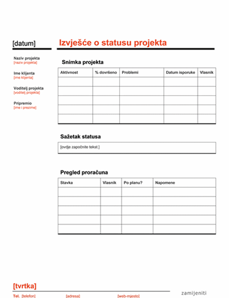 Status projekta (crveni) Status projekta (crveni)