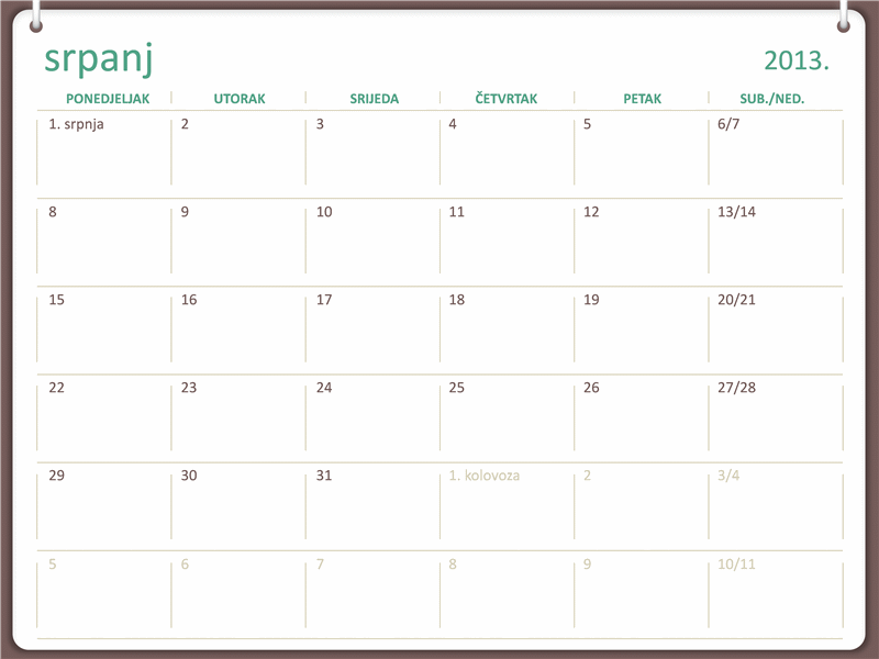 Kalendar za akademsku godinu 2013./2014. (srpanj) Kalendar za akademsku godinu 2013./2014. (srpanj)