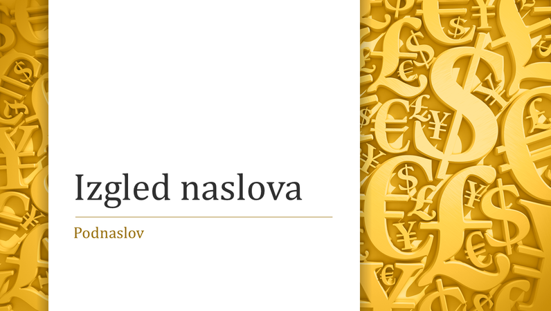 Prezentacija simbola valuta (široki zaslon)