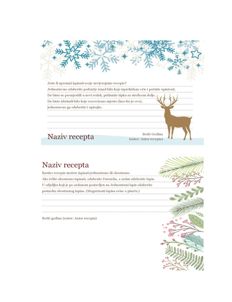 Kartice s receptima (dizajn Božićni duh, funkcionira s papirom Avery 5889, 2 po stranici) Kartice s receptima (dizajn Božićni duh, funkcionira s papirom Avery 5889, 2 po stranici)