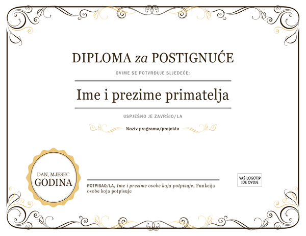 Diploma za postignuće Diploma za postignuće
