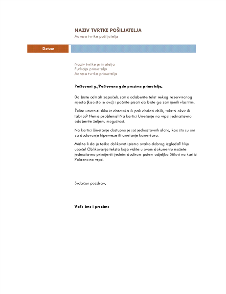 Poslovno pismo (tema Medijan)
