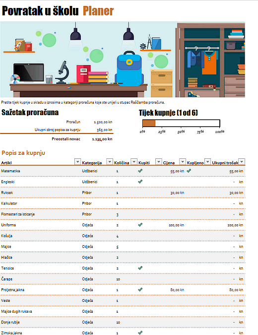 Planer za povratak u školu Planer za povratak u školu