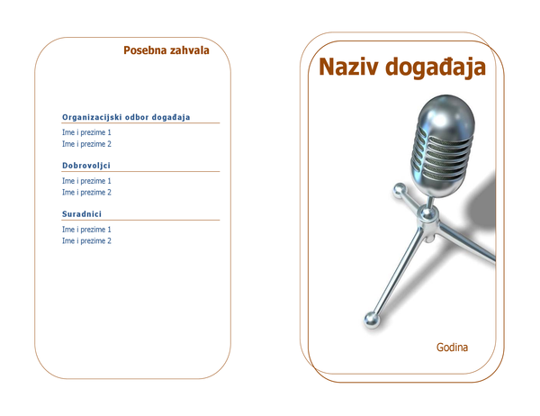 Program događaja (presavija se napola) Program događaja (presavija se napola)