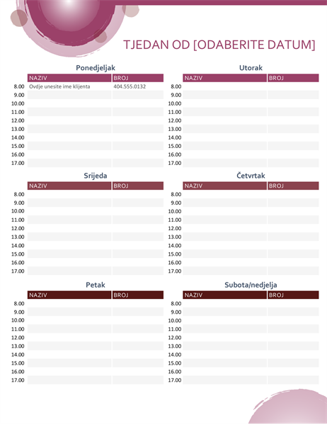 Kalendar dnevnih obveza s motivom ružičastog paketa Kalendar dnevnih obveza s motivom ružičastog paketa