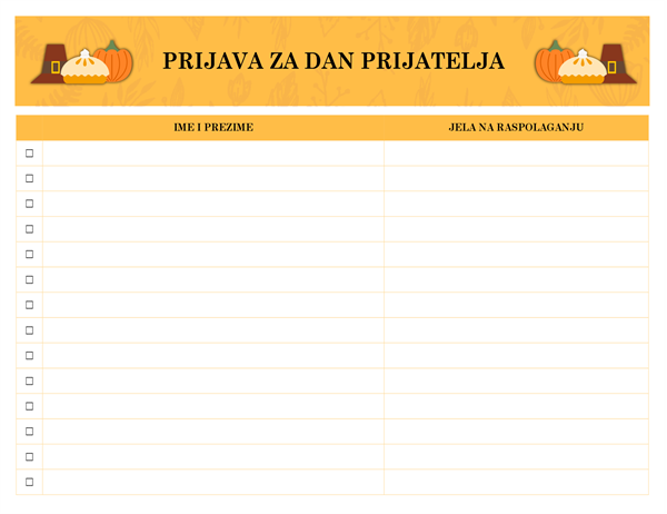 Prijava za Dan prijatelja Prijava za Dan prijatelja