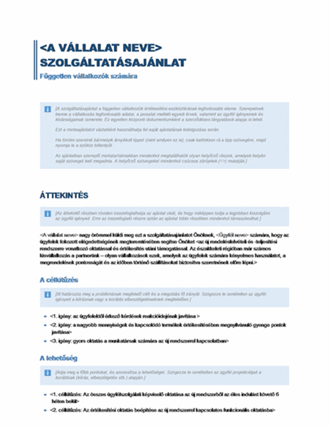 Szolgáltatásajánlat Szolgáltatásajánlat