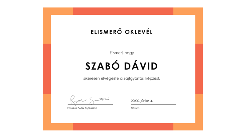 Elismerő oklevél (kék) Elismerő oklevél (kék)