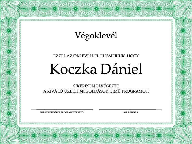 Végoklevél (zöld) Végoklevél (zöld)