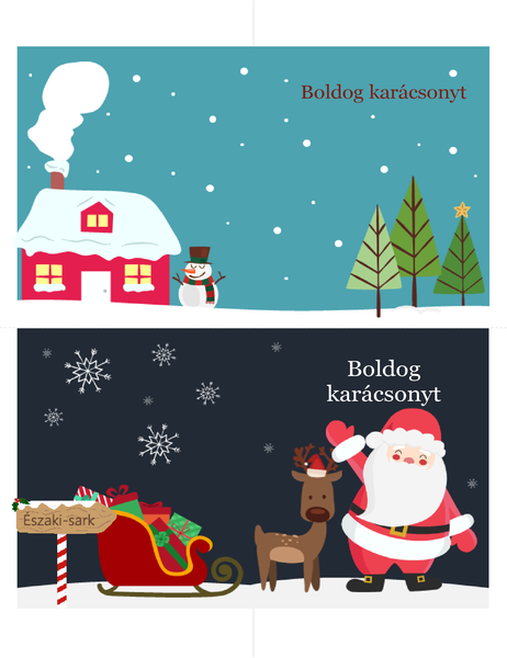 Karácsonyi üdvözlőkártyák (karácsonyi hangulat látványelem, laponként 2, Avery típusú papírhoz) Karácsonyi üdvözlőkártyák (karácsonyi hangulat látványelem, laponként 2, Avery típusú papírhoz)
