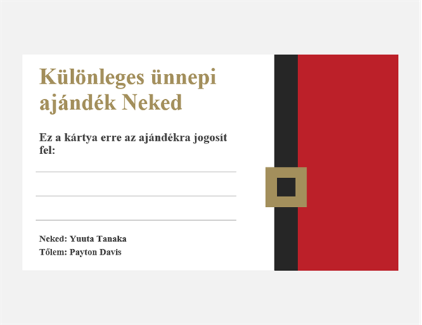 Ünnepi ajándékutalványok (karácsonyi hangulat látványelem, laponként 3) Ünnepi ajándékutalványok (karácsonyi hangulat látványelem, laponként 3)