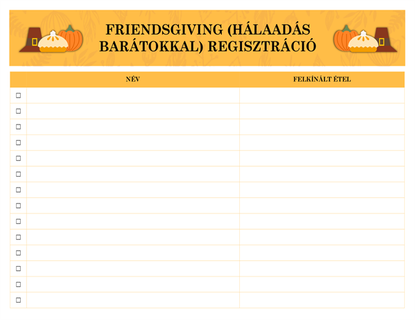 Friendsgiving (Hálaadás barátokkal) regisztráció Friendsgiving (Hálaadás barátokkal) regisztráció