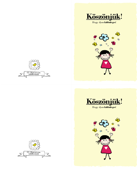 Kislányos köszönetnyilvánító kártya Kislányos köszönetnyilvánító kártya