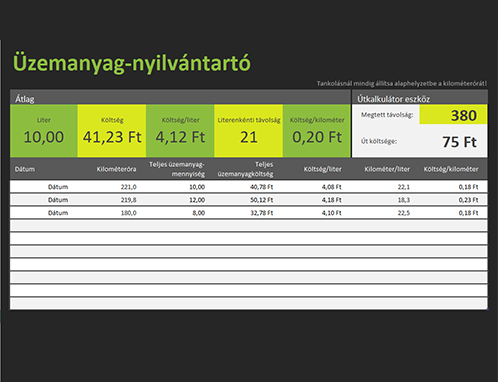 Üzemanyag-nyilvántartó Üzemanyag-nyilvántartó