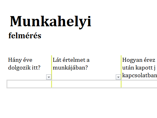 Munkahelyi felmérés Munkahelyi felmérés