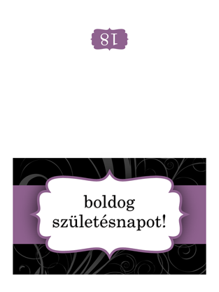 Születésnapi kártya (lila szalagos, félbe hajtott) Születésnapi kártya (lila szalagos, félbe hajtott)