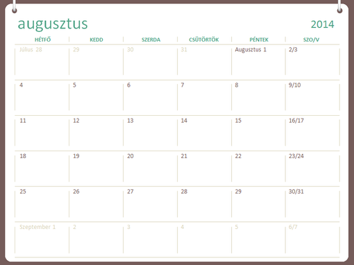 2014–2015-ös iskolai naptár (augusztus–július) 2014–2015-ös iskolai naptár (augusztus–július)