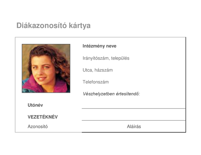 Diákigazolvány Diákigazolvány