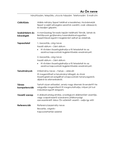 Funkcionális önéletrajz (Minimalista arculat) Funkcionális önéletrajz (Minimalista arculat)