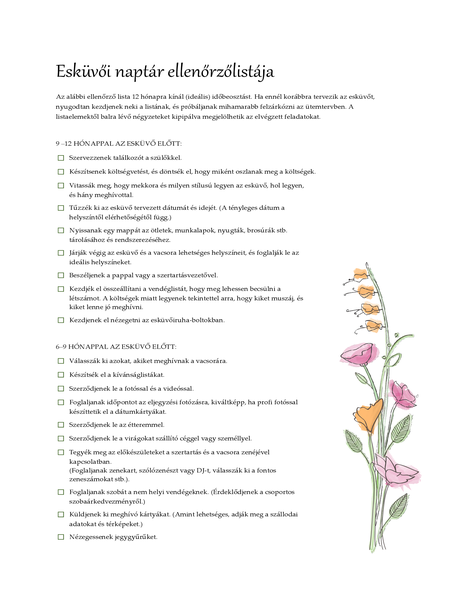 Esküvői ellenőrzőlista (akvarell) Esküvői ellenőrzőlista (akvarell)