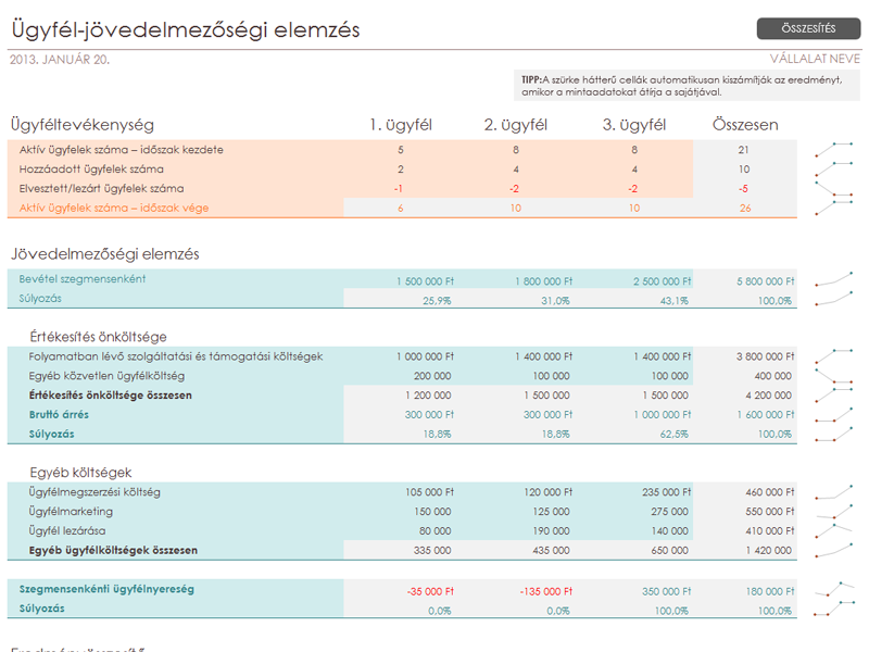 Ügyfél-jövedelmezőségi elemzés Ügyfél-jövedelmezőségi elemzés