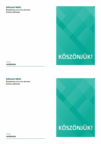 Köszönetnyilvánító kártyák Köszönetnyilvánító kártyák